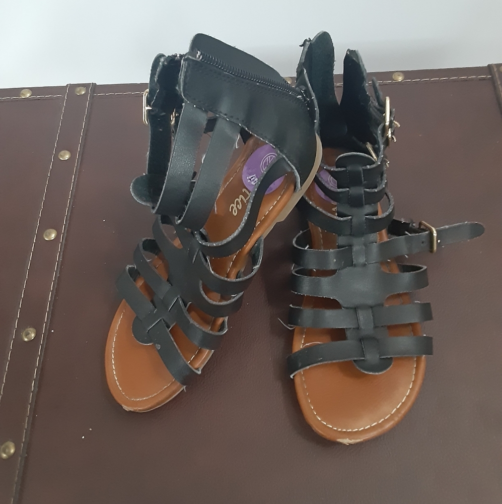 Justice Black Gladiator Sandals